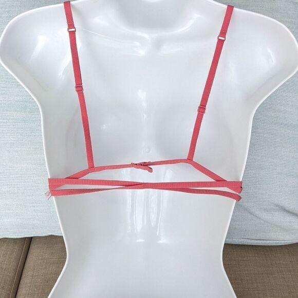 Victoria's secret pink salmon red strappy triangle bra wireless Medium @B036 - Picture 3 of 8